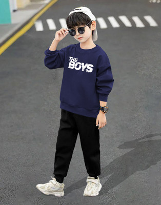 Drybe Fashion Boys Casual T-shirt Track Pants(6_Navy)