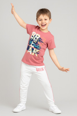 Todd N Teen Boys Casual T-shirt Track Pants(pinkmuti)