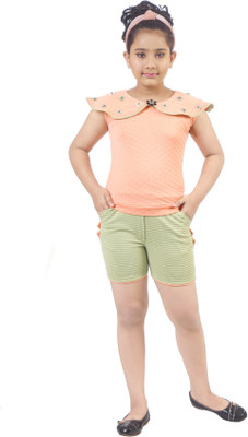 Style Junction Girls Party(Festive) Top Shorts(Multicolor)