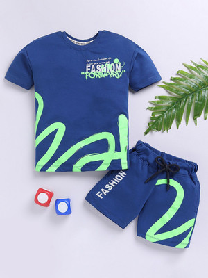 YK X Tinyo Boys & Girls Casual T-shirt Shorts(Navy Blue)