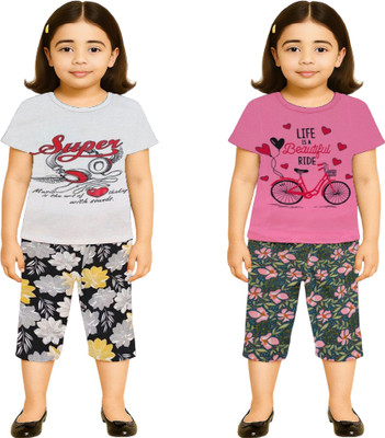 NK TRENDZ Girls Casual Capri Pyjama(MULTICOLOR_10)