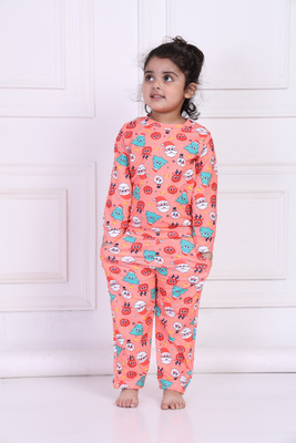 TINY TOON Kids Nightwear Boys & Girls Printed Polyester Blend(Red Pack of 1)