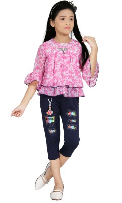 JELLY GARMENTS Girls Casual Top Capri(Pink)