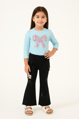 socho samjo Baby Girls Party(Festive) Jeans Top(Blue)
