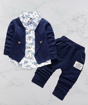 Fabmytraa Baby Boys Party(Festive) Jacket Pant(Blue)