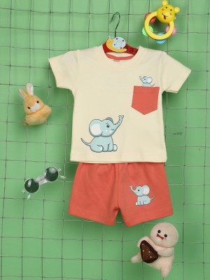 V-MART Baby Boys & Baby Girls Casual T-shirt Shorts(Beige)
