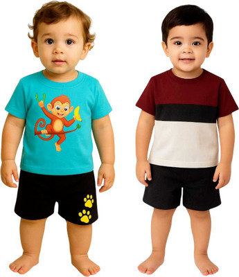 SEGRO Baby Boys & Baby Girls Casual T-shirt Shorts(MINT, MEHROON)