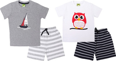 ShaishavWears Baby Boys Casual T-shirt Shorts(GreyA - WhiteU)
