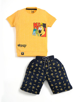 Wonder Klothes Boys Party(Festive) T-shirt Shorts(Yellow)