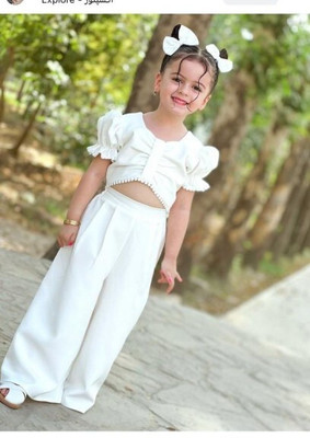 AMZIRA Girls Casual Top Pant(White)