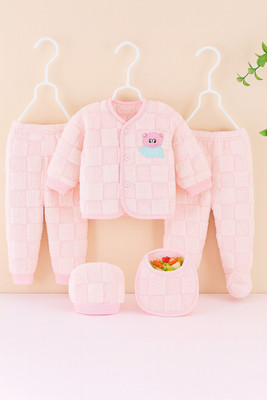 Shyamcollections Baby Boys & Baby Girls Party(Festive) Sweatshirt Bib, Sweatpant, Cap, Pyjama(Pink)