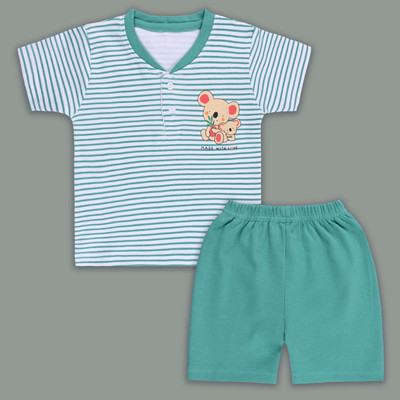 Silver Kraft Baby Boys Casual T-shirt Shorts(Green)