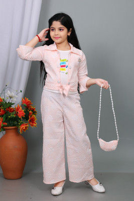 Yexnex Girls Party(Festive) Top Pant(ORENGE , WHITE)