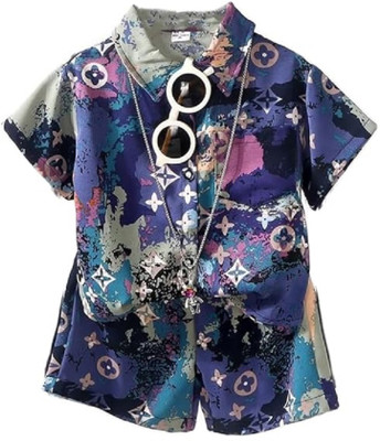 Bold N Elegant Baby Boys Casual Shirt Shorts(Blue)