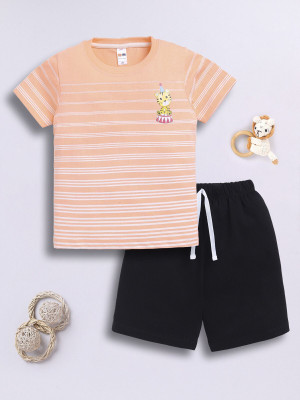 LITTLE NINJA Baby Boys Casual T-shirt Shorts(PEACH)