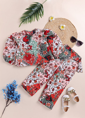 Yk Girls Casual Top Pant(Maroon)