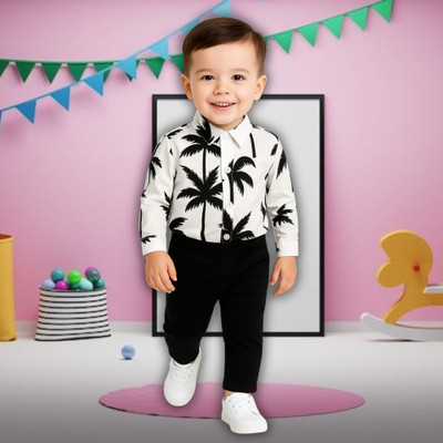 MENVVY FAB Baby Boys Party(Festive) Shirt Pant(WHITE FLOWSOME PATTERN)