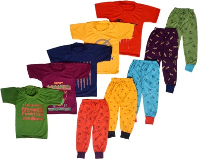 ALUXDON Baby Boys & Baby Girls Casual T-shirt Track Pants(MULTI COLOR)