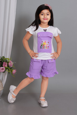 Gk Garment Kart Girls Party(Festive) Top Pant(PURPLE , WHITE)
