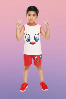 HENA TEXTILE Baby Boys Casual T-shirt Shorts(RED)
