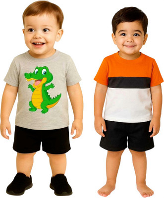 SEGRO Baby Boys & Baby Girls Casual T-shirt Shorts(GREY, ORANGE)