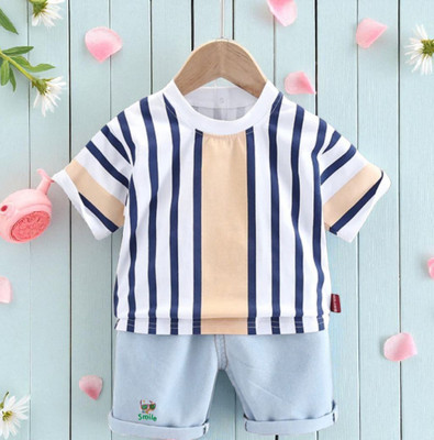 HouseOfCommon Baby Boys & Baby Girls Casual T-shirt Shorts(White)