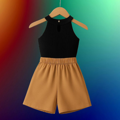 RIYANSHI Girls Casual Top Skirt(Black, Brown)