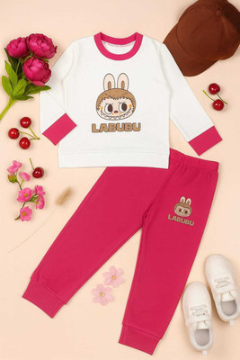Nutty butty Baby Boys & Baby Girls Casual T-shirt Pant(Pink)