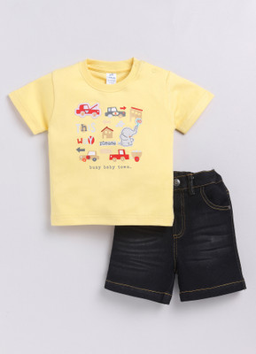Dollar Baby Boys Casual T-shirt Pant(KWRN10038-YELLOW-BLACK)
