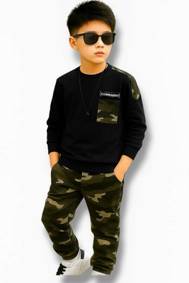 Rukku Boys & Girls Avengers Casual T-shirt Track Pants(BLACK)