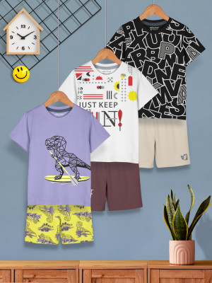 Hellcat Boys Casual T-shirt Shorts(Lavender2/White2/Black2)