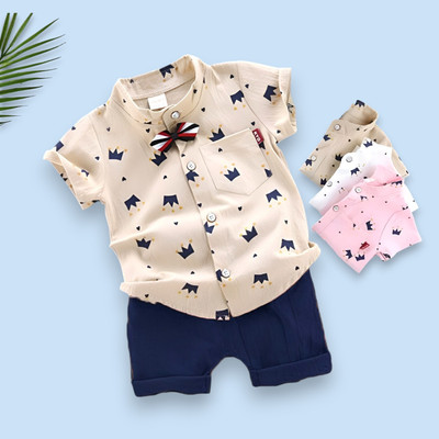 StyleDust Baby Boys & Baby Girls Casual Shirt Shorts(ROYALTAJ_CHIKU_BLUE)
