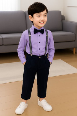 Bleckz Someck Boys Party(Festive) Shirt Pant(Purple)