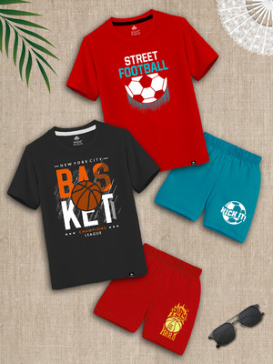 Raax Boys & Girls Casual T-shirt Shorts(Red:Turcoise:Black:Red)