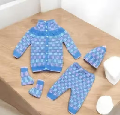 TyagiiGarment Baby Boys & Baby Girls Casual Sweatshirt Pyjama, Socks, Hat(Orsan Stylish Woolen Suit blue)