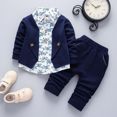 WEARBYRB Boys Casual Jacket Pant(DARK BLUE)