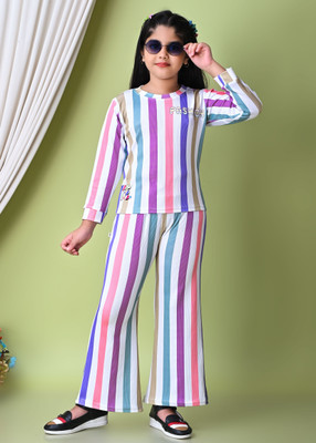 HouseOfCommon Girls Casual Top Pant(PURPLE)