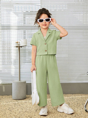 PAGHDAL BROTHERS Girls Casual Jacket Pant(Green)