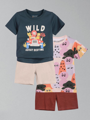 Hellcat Baby Boys Casual T-shirt Shorts(Blue/Purple)