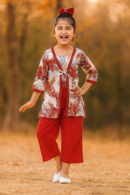 KAARIGARI Girls Party(Festive) Jacket Pant(Red)