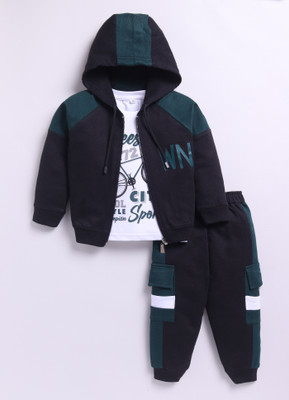 carrydreams Boys Casual Jacket T-shirt, Trouser(BOTTLEGREEN_BLACK)