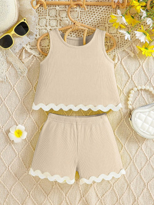 TIOR Girls Party(Festive) T-shirt Skirt(Beige)