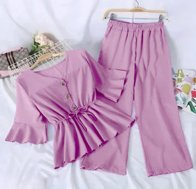 HouseOfCommon Girls Casual Top Pant(Pink)