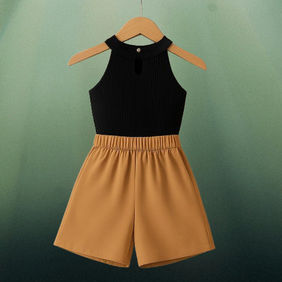 RIYANSHI Girls Casual Top Skirt(Black, Brown)