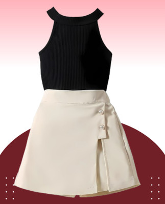 MENVVY FAB Baby Girls Party(Festive) Top Shorts(BLACK)