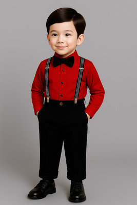 Bleckz Someck Boys Party(Festive) Shirt Pant(Red)