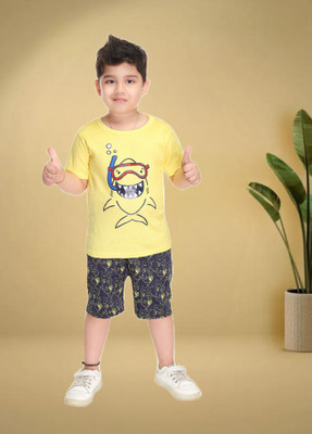 HENA TEXTILE Baby Boys Casual T-shirt Pant(YELLOW)