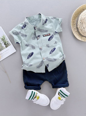 FashionFlicks Baby Boys Party(Festive) Shirt Shorts(SKY-BLUE)