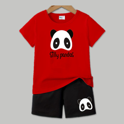 HouseOfCommon Baby Boys & Baby Girls Casual T-shirt Shorts(RED)