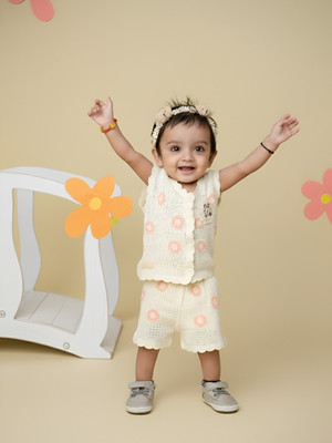 BABY'S DAY Baby Girls Casual Top Shorts(Peach-2)